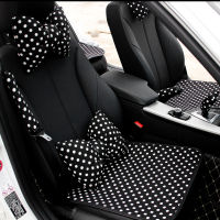 Classic Polka Dot Car Seat Cover Interior Accessories Universal Cotton Auto Seat Cushion Pad Four Seasons Car Mats for Women