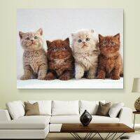 Sumanssa Charming Four Kitten Canvas Wall Art: ภาพวาดสัตว์สมัยใหม่เหมาะสำหรับห้องเด็กและของตกแต่งบ้าน-ใหม่ &amp; ติดตั้งง่าย