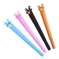 4PCS Deer neutral pen cartoon soft glue neutral pen student supplies holiday gifts creative stationery cositas kawai