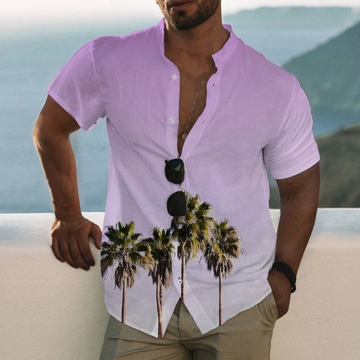 เสื้อฮาวายสำหรับผู้ชาย-เสื้อพิมพ์ลายกราฟิกตั้ง-collar3d-เสื้อผ้าพิมพ์ลายกลางแจ้งลำลองกระดุมแขนสั้นลงฤดูร้อน