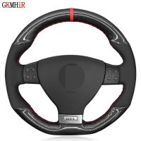 DIY Hand-Stitched Black Suede Carbon Fiber Car Steering Wheel Cover For Volkswagen Golf 5 Mk5 GTI VW Golf 5 R32 Passat R GT 2005 Steering Wheels Acces