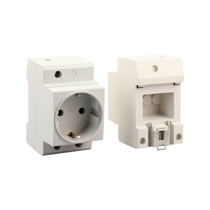 EU Din Rail Mount Power Socket 2 Pins Extention Distribution Box 1016A 250V Modular Socket for