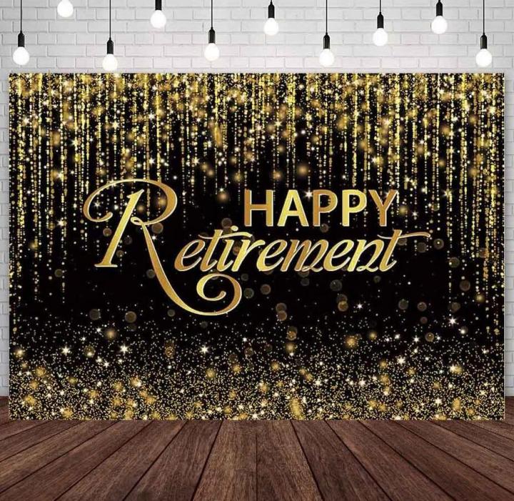 7x5ft Happy Retirement Backdrop Black And Gold Glitter Photography 