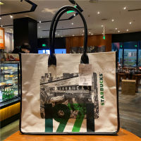 2021 Starbuck วันครบรอบงานเฉลิมฉลอง50th ครบรอบกระเป๋าเป้สะพายหลังสีขาวกระเป๋าทรงสี่เหลี่ยมมีหูหิ้วสะพายไหล่สีดำกระเป๋าสะพายข้างกระเป๋าถือขนาดใหญ่