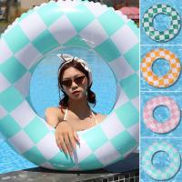 Kids Swimming Ring Thickened Inflatable Safe Swim Trainer Ring PVC Chess Grid Kids Swimming Circle Outdoor Supplies