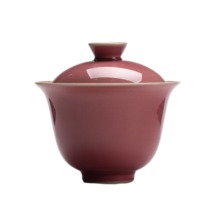 แสงสีแดงเซรามิก-gaiwan-สำหรับหม้ออบชาที่มีฝาปิดจีน-t-eaware-กังฟูพิธีชงชาสีชมพูชามชา-chawan-ลิลลี่เติ้งของร้านค้า
