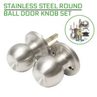 【YF】 25mm-45mm Stainless Steel Door Lock Bathroom Round Ball Knob Set Handle Passage Contemporary Internal Pair