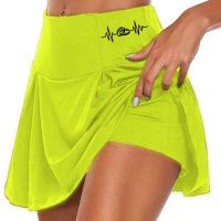 【LZ】◐❅☽  Mulheres 2 em 1 tênis bunda scrunch contornado correndo shorts de secagem rápida falso saia sexy gym workout calças curtas yoga vestido curto