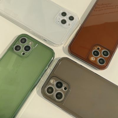 เคสโทรศัพท์มือถือ ซิลิโคน tpu ใส เรียบง่าย 4 สี สําหรับ iphone case 11 12 13 14 pro max plus