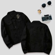 Áo khoác jean nam cao cấp , chất liệu denim dày dặn ,màu đen chuẩn hình
