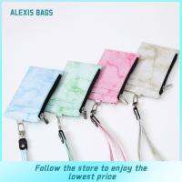 ALEXIS กระเป๋าใส่ป้ายการ์ดกระเป๋าซิปเคสการ์ดหนังหลายเจ้าของบัตร PU พร้อมสายคล้องคอ Dompet Koin นักเรียน