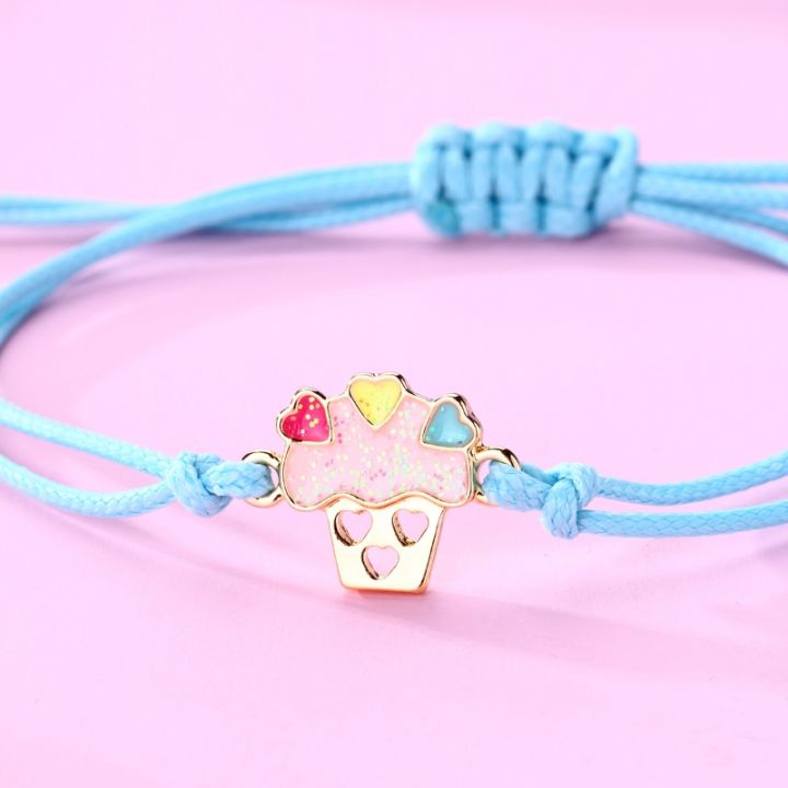 luoluo-amp-baby-2pcs-set-cartoon-ice-cream-cake-heart-best-friends-charms-bracelet-adjustable-chain-bracelets-for-kids-jewelry