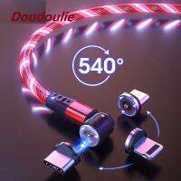 Doudoulie สายยูเอสบีแม่เหล็กชาร์จแสงที่ไหล LED,สายเรืองแสงชนิด C สายแม่เหล็กไมโครสายชาร์จสำหรับ I-Phone Samsung Huawei