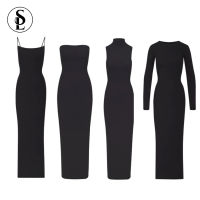 2023 Custom Sexy Knitted Skims Black Long Maxi Bodycon Dress Womens Casual Dresses