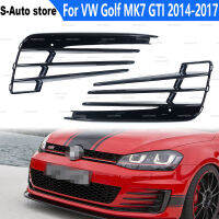 1คู่สำหรับ VW G Olf MK7 GTI 2014-2017เคลือบเงาสีดำรถด้านหน้าไฟตัดหมอกกระจังย่างล่างกันชนย่างปก5G0853665E 5G0853666E