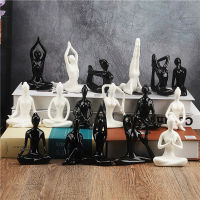 Creative Abstract Art Ceramic Yoga Poses Figurine Porcelain Lady Figure Statue Home Yoga Lady Studio Desktop Decor Ornament