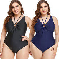 2022 New Fat Woman Swimsuit Womens Large Solid Color Hollow Out Pleated Conservative