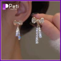 PETI JEWELLERY โลหะผสมอัลลอยด์ ต่างหูกุทัณฑ์ โมเสกโมเสค หยดห้อย ต่างหูเข็มเงิน แฟชั่นสำหรับผู้หญิง อารมณ์ที่ดี ต่างหูพู่ห้อย สำหรับผู้หญิง