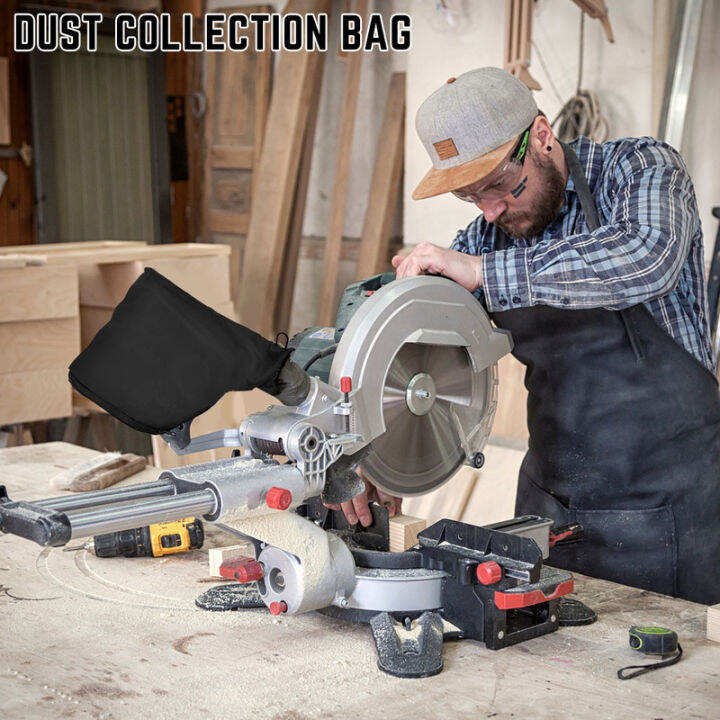 2Pcs Dust Collection Bag for Mitre Saws Black Dust Bag with Zipper