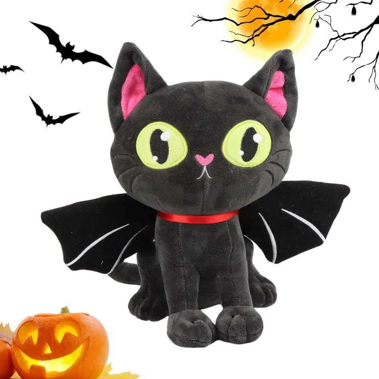Cute Halloween Cat Plush 11.02-inch Black Cat Plush Pillow With ...
