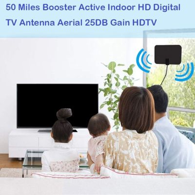 ”【；【-= HDTV Indoor Freeview Antenna TV Aerial Digital Amplifier 50 Mile Long Range Thin Plate Antenna