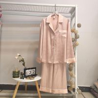 silk pajamas spring summer autumn thin section western style long-sleeved suit can be worn outside leisurewear wholesale