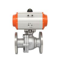 2-1/2" 304 Stainless Steel Pneumatic Flanged Ball Valve Double Acting Cylinder High Temperature Steam Flange Ball Valve