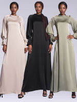 Eid ผู้หญิงมุสลิม2023ซาตินชุด abaya PARTY แขนยาวชุดดูไบอาหรับตุรกี ramadan abayas caftan KAF eletant