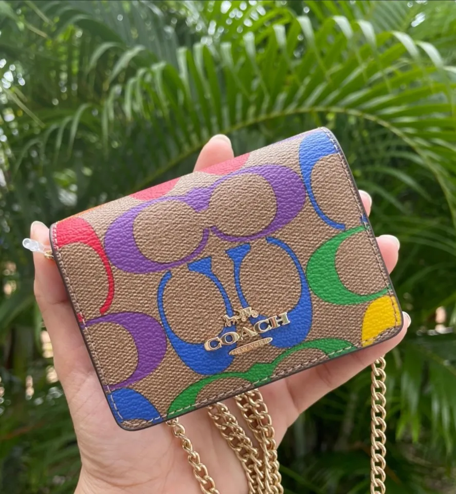 COACH®  Mini Wallet On A Chain With Rainbow Print