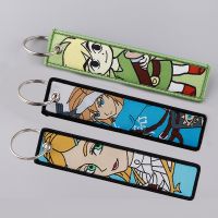 Zelda Embroidered Key Tag Keychain Car Motorcycles Keys Holder Japanese Anime Keyring Women Men Fashion Jewelry Accessories Gift