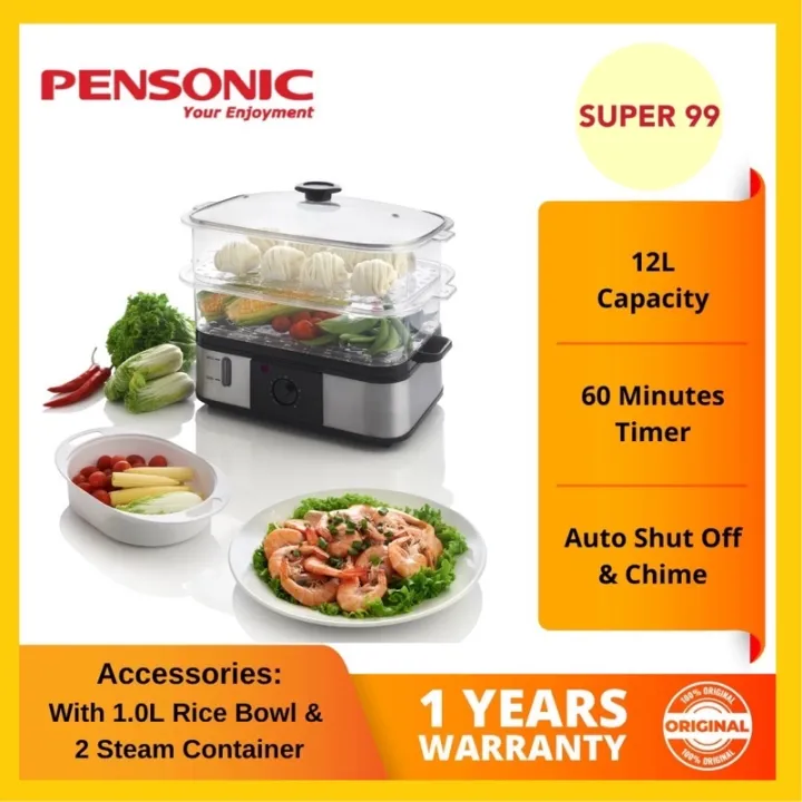 PENSONIC Food Steamer (12L) Pengukus Makanan PSM162S Lazada