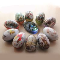 120pcs Easter Bunny Printing iron can Trinket Tin Easter Eggs Shaped Candy Chocolate Box Tinplate Case Party Birthday Gift Decor Storage Boxes