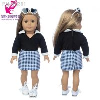 18 Inch American OG Girls Doll Clothes Black Blouse Tights Skirt 40cm Baby Doll Summer Shirt Office Suit