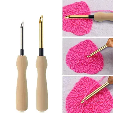 Durable Knitting Embroidery Pen Punch Needle Threader Set DIY Wood Handle  Sewing 