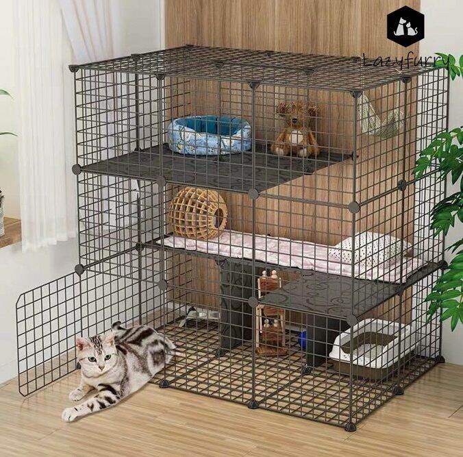 Dog Fence Cat Cage Pet Playpen DIY Buildable Enclosure WITH DOOR (9 + 1 door piece) Lazada