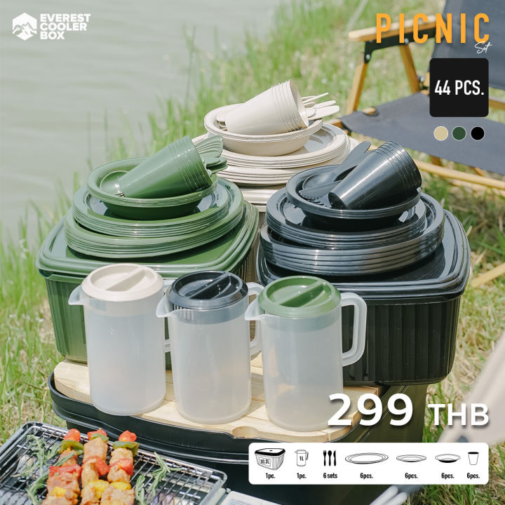 กล่องข้าวปิคนิค-ชุดปิคนิค-จานชามแคมป์ปิ้ง-new-product-picnic-set-camping-collection-set-37-pcs