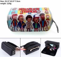 Stranger Things Canvas Pencil Case Women Travel Portable Cosmetic Bag Boys Girls Student Zip Penbag Cartoon Makeupbag Stationery