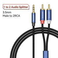 Toocki สายแจ็ค3.5ถึง2 RCA Aux 3.5มม. แจ็คมม. สายตัวแยกเสียงตัวผู้สำหรับเครื่องขยายเสียงคอมพิวเตอร์ทีวี DVD Home Theater สายลำโพง