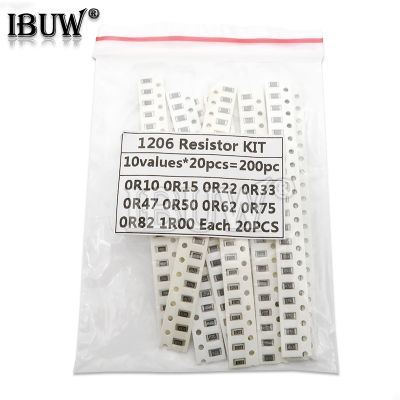 【jw】◕☑♂  200PCS 1  1206 SMD resistors assorted kit set 10 valueX20pcs 200pcs 1R00 R820 R750 R620 R500 R470 R330 R220 R150 R100
