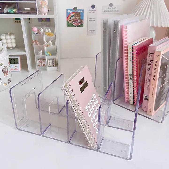 Ins desktop storage bookshelf Acrylic transparent book stand Bookend