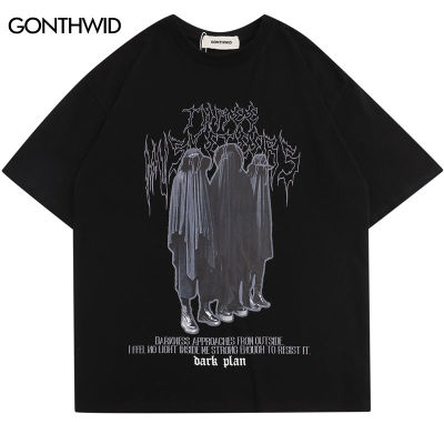 Men Tshirt Streetwear Hip Hop Graphic Print Punk Gothic T-Shirt Harajuku Casual Loose Cotton Short Sleeve T Shirts Summer Tee