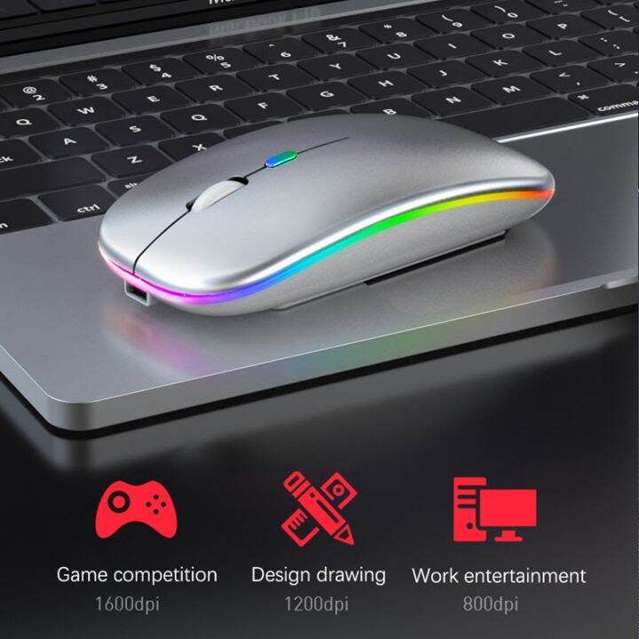 คอมพิวเตอร์ไร้สายเมาส์บลูทูธ-rgb-แบบชาร์จไฟได้มีไฟ-led-backlit-การเล่นเกมที่เหมาะกับสรีระเมาส์สำหรับแล็ปท็อปเครื่องคอมพิวเตอร์เมาส์ไร้สายใหม่