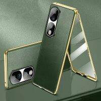 สำหรับ Honor 70 Pro 70Pro เคสหนังเคสโทรศัพท์มือถือสองกระจกด้านข้างแบบเรียบป้องกันการตกเคสเลนส์โทรศัพท์แบบรวมทุกอย่าง