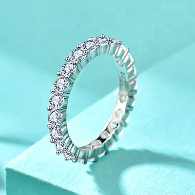 European And American 925 Sterling Silver Ring For Women Twin Full Rhinestone Zircon Closed Mouth Stackable Ring All-Match Little Finger Ring Couple Party Decorations