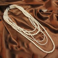 Korea Fashion 5 Layers Long Sweater Chain Necklace For Women Party Pearls Necklace Jewelry Collares De Moda 2018