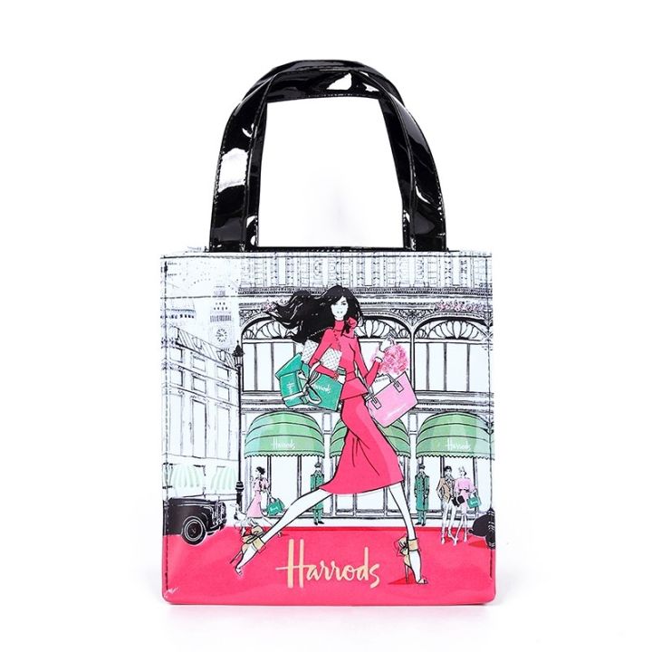 harrods-european-style-british-flower-cat-waterproof-pvc-shopper-bag-waterproof-handbag