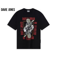 DAVIE JONES เสื้อยืดโอเวอร์ไซซ์ พิมพ์ลาย สีดำ Graphic Print Oversized T-Shirt in black WA0150BK