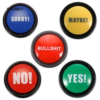 ♣☋ ■Cy Bullshit Maybe No Sorry Yes Sound Talking Button Home Office Party Gag Toy