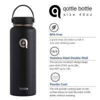 Qottle cylinder 40oz ขนาด 1.2 ลิตร กระบอกน้ำเก็บความเย็น  ฝาเกลียวแบบหูหิ้ว สแตนเลส 304