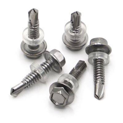 10pcs M5.5 M6.3 410 Stainless Steel Outer Hexagon Self-drilling Screw Tapping Self Drilling screw Nails Screws Fasteners